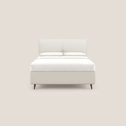 Greta letto contenitore dimensioni SLIM con testata trapuntata in ecopelle impermeabile T04 bianco 