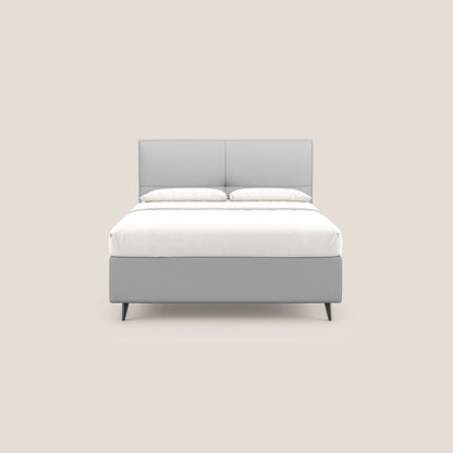 Greta letto contenitore dimensioni SLIM con testata trapuntata in ecopelle impermeabile T04 grigio chiaro 
