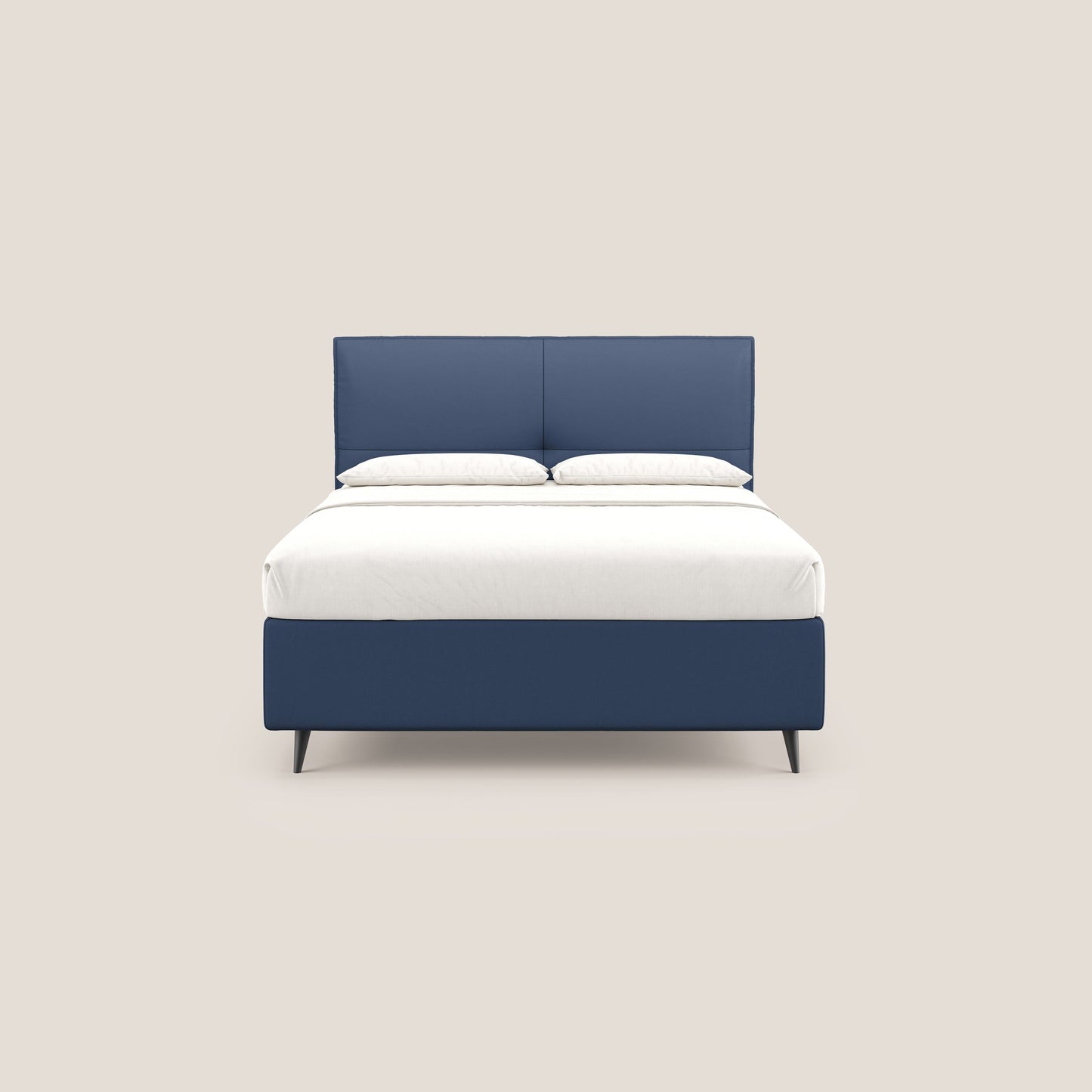 Greta letto contenitore dimensioni SLIM con testata trapuntata in ecopelle impermeabile T04 blu 