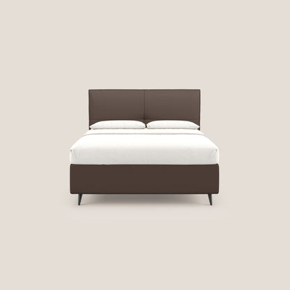 Greta letto contenitore dimensioni SLIM con testata trapuntata in ecopelle impermeabile T04 marrone 
