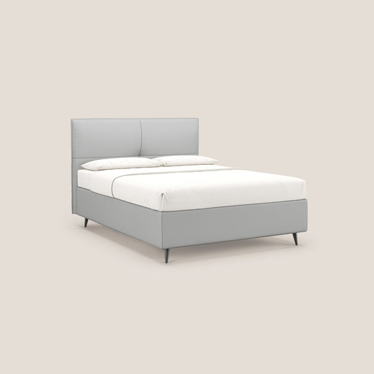 Greta letto contenitore dimensioni SLIM con testata trapuntata in ecopelle impermeabile T04 grigio chiaro 