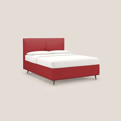 Greta letto contenitore dimensioni SLIM con testata trapuntata in ecopelle impermeabile T04 rosso 