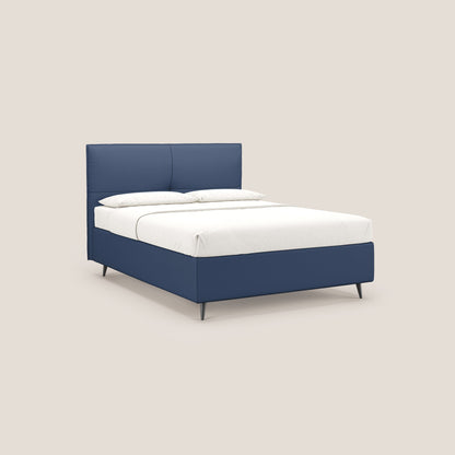 Greta letto contenitore dimensioni SLIM con testata trapuntata in ecopelle impermeabile T04 blu 