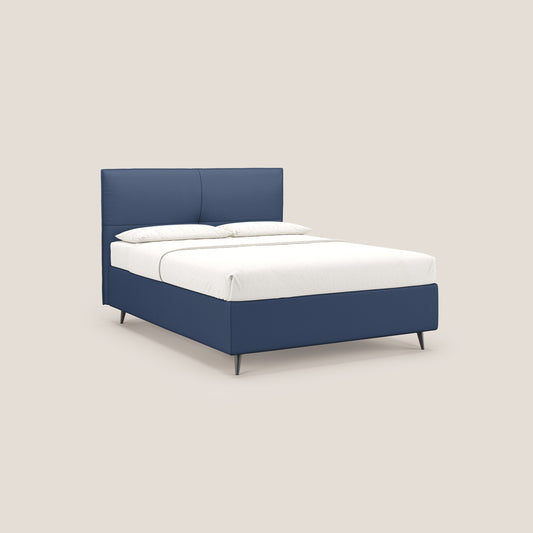 Greta letto contenitore dimensioni SLIM con testata trapuntata in ecopelle impermeabile T04 blu 