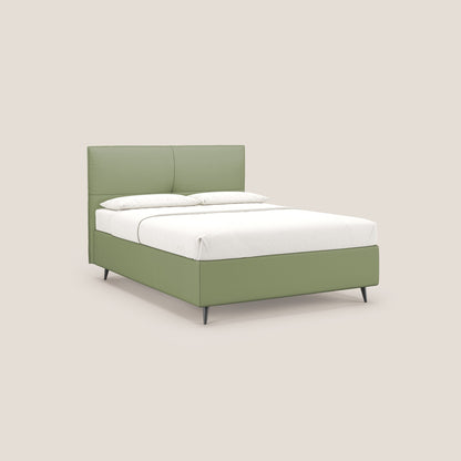 Greta letto contenitore dimensioni SLIM con testata trapuntata in ecopelle impermeabile T04 verde 