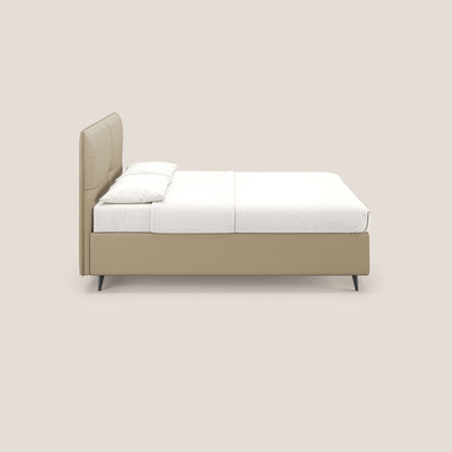 Greta letto contenitore dimensioni SLIM con testata trapuntata in ecopelle impermeabile T04 beige 