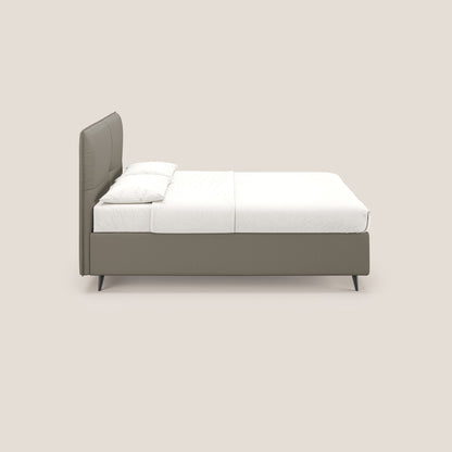 Greta letto contenitore dimensioni SLIM con testata trapuntata in ecopelle impermeabile T04 talpa 