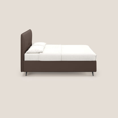 Greta letto contenitore dimensioni SLIM con testata trapuntata in ecopelle impermeabile T04 marrone 