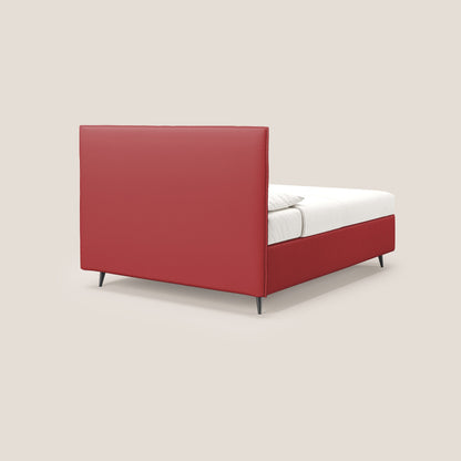 Greta letto contenitore dimensioni SLIM con testata trapuntata in ecopelle impermeabile T04 rosso 