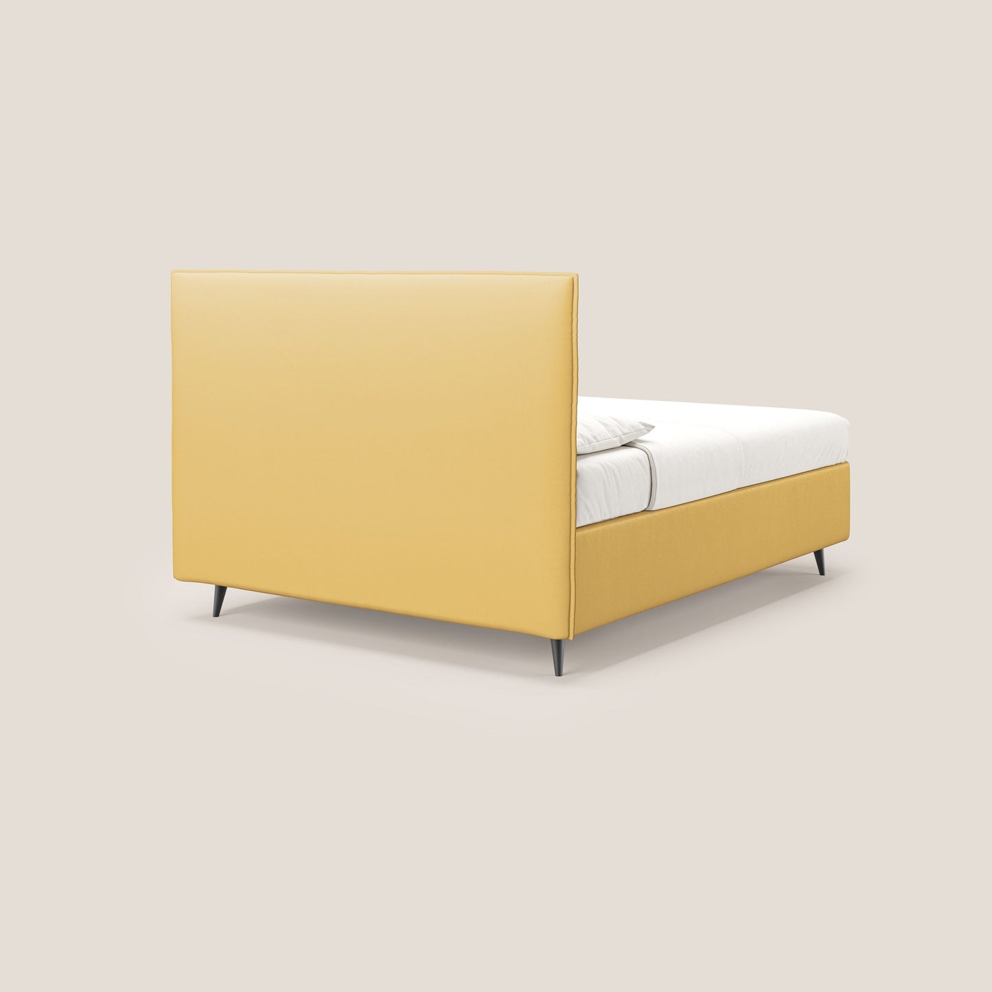 Greta letto contenitore dimensioni SLIM con testata trapuntata in ecopelle impermeabile T04 giallo 