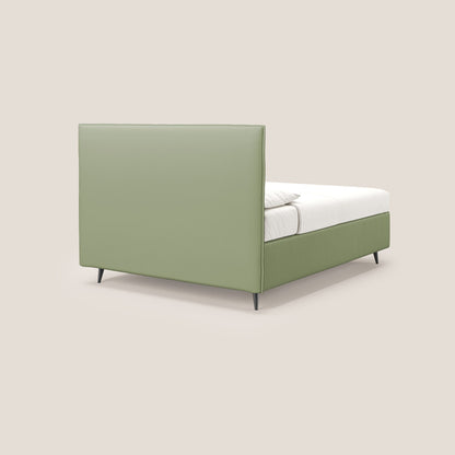Greta letto contenitore dimensioni SLIM con testata trapuntata in ecopelle impermeabile T04 verde 