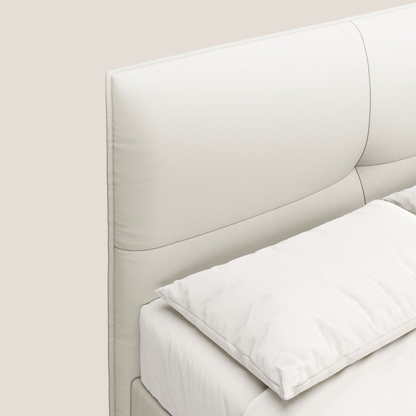 Greta letto contenitore dimensioni SLIM con testata trapuntata in ecopelle impermeabile T04 bianco 