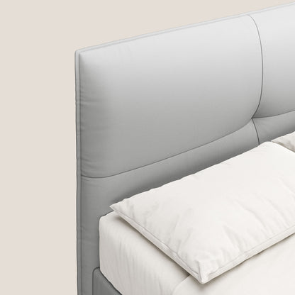 Greta letto contenitore dimensioni SLIM con testata trapuntata in ecopelle impermeabile T04 grigio chiaro 