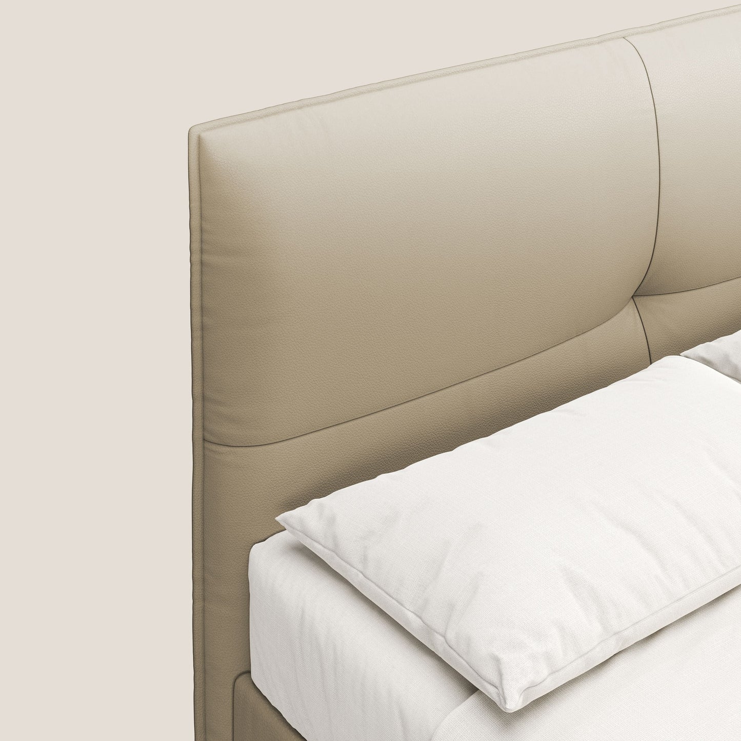 Greta letto contenitore dimensioni SLIM con testata trapuntata in ecopelle impermeabile T04 beige 