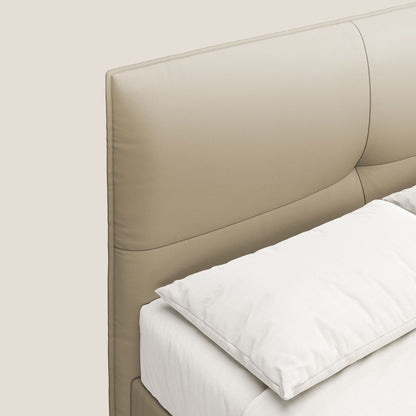 Greta letto contenitore dimensioni SLIM con testata trapuntata in ecopelle impermeabile T04 beige 