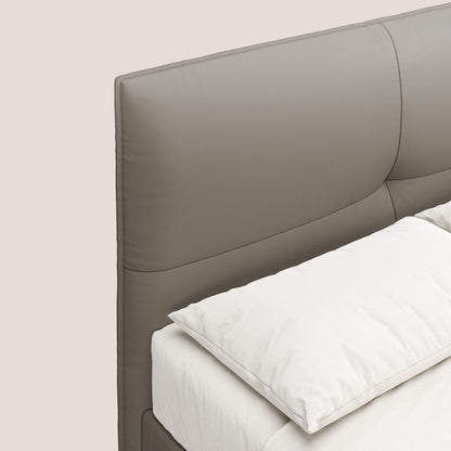 Greta letto contenitore dimensioni SLIM con testata trapuntata in ecopelle impermeabile T04 talpa 