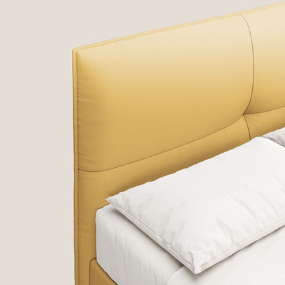 Greta letto contenitore dimensioni SLIM con testata trapuntata in ecopelle impermeabile T04 giallo 