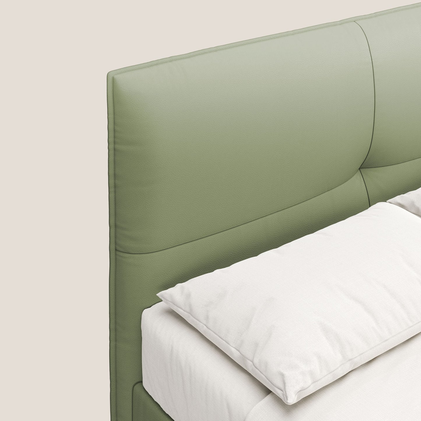 Greta letto contenitore dimensioni SLIM con testata trapuntata in ecopelle impermeabile T04 verde 
