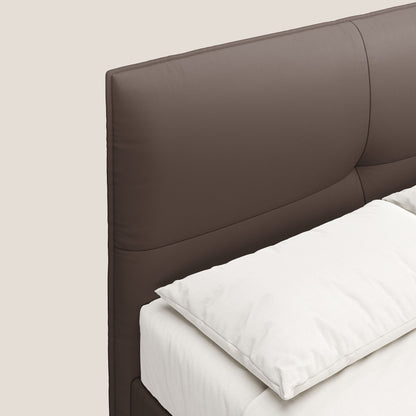 Greta letto contenitore dimensioni SLIM con testata trapuntata in ecopelle impermeabile T04 marrone 