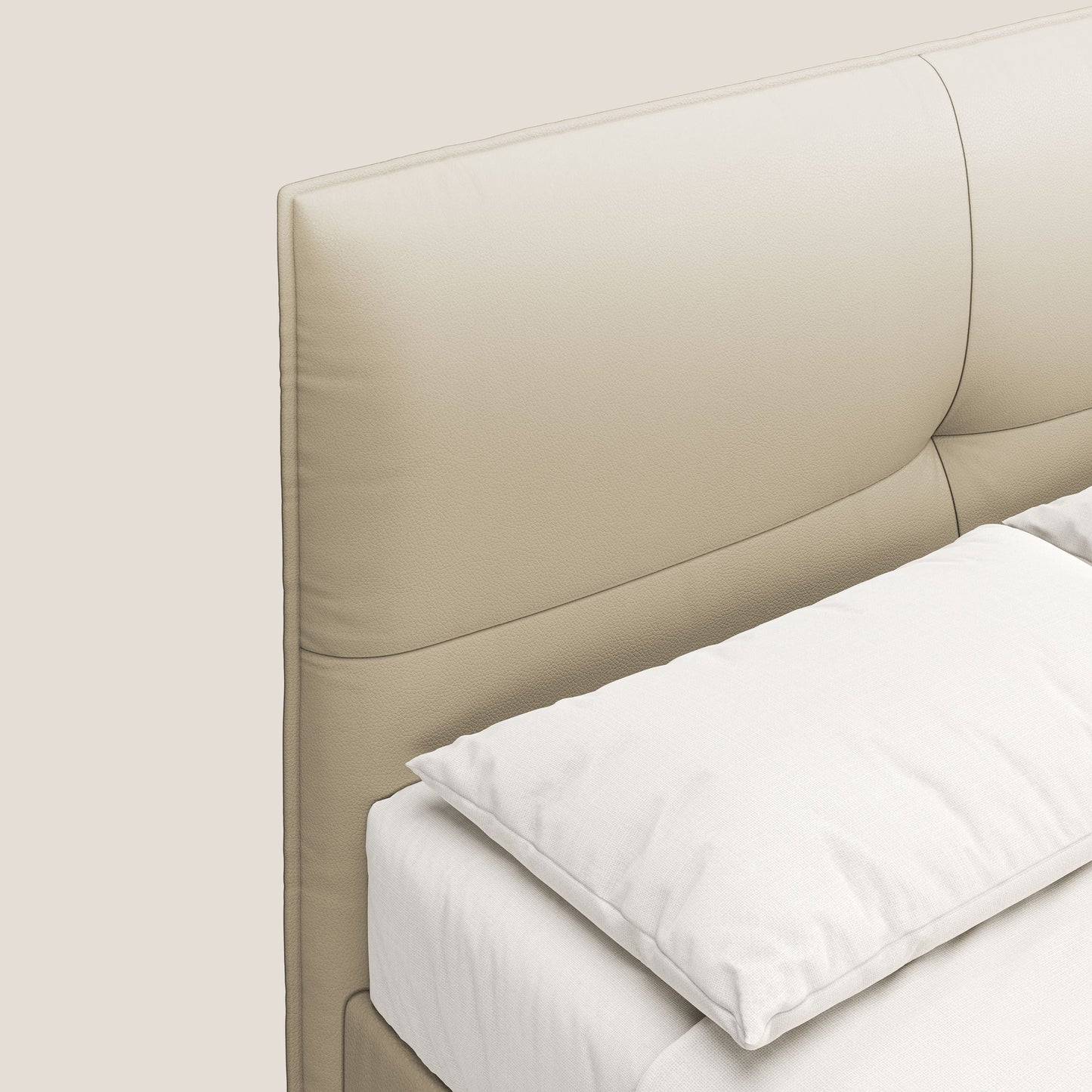 Greta letto contenitore dimensioni SLIM con testata trapuntata in ecopelle impermeabile T04 panna 