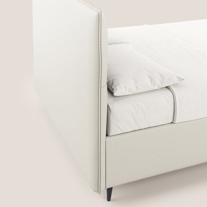 Greta letto contenitore dimensioni SLIM con testata trapuntata in ecopelle impermeabile T04 bianco 