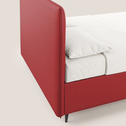 Greta letto contenitore dimensioni SLIM con testata trapuntata in ecopelle impermeabile T04 rosso 