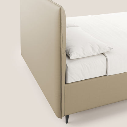 Greta letto contenitore dimensioni SLIM con testata trapuntata in ecopelle impermeabile T04 beige 