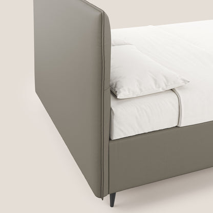 Greta letto contenitore dimensioni SLIM con testata trapuntata in ecopelle impermeabile T04 talpa 
