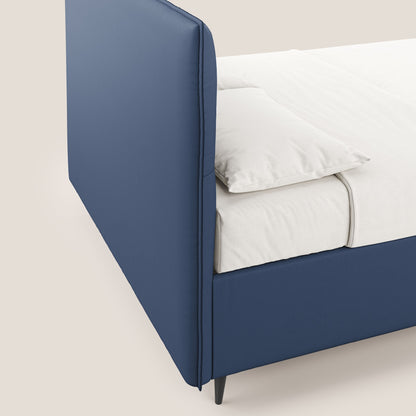 Greta letto contenitore dimensioni SLIM con testata trapuntata in ecopelle impermeabile T04 blu 