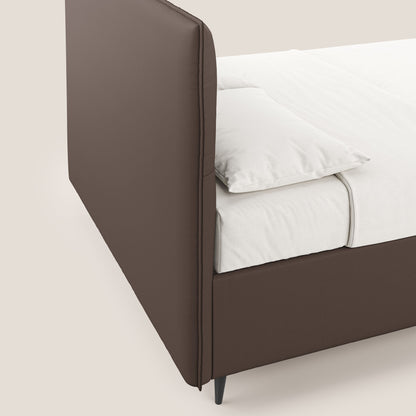 Greta letto contenitore dimensioni SLIM con testata trapuntata in ecopelle impermeabile T04 marrone 