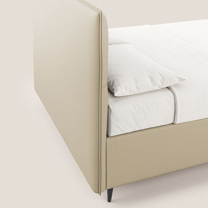 Greta letto contenitore dimensioni SLIM con testata trapuntata in ecopelle impermeabile T04 panna 
