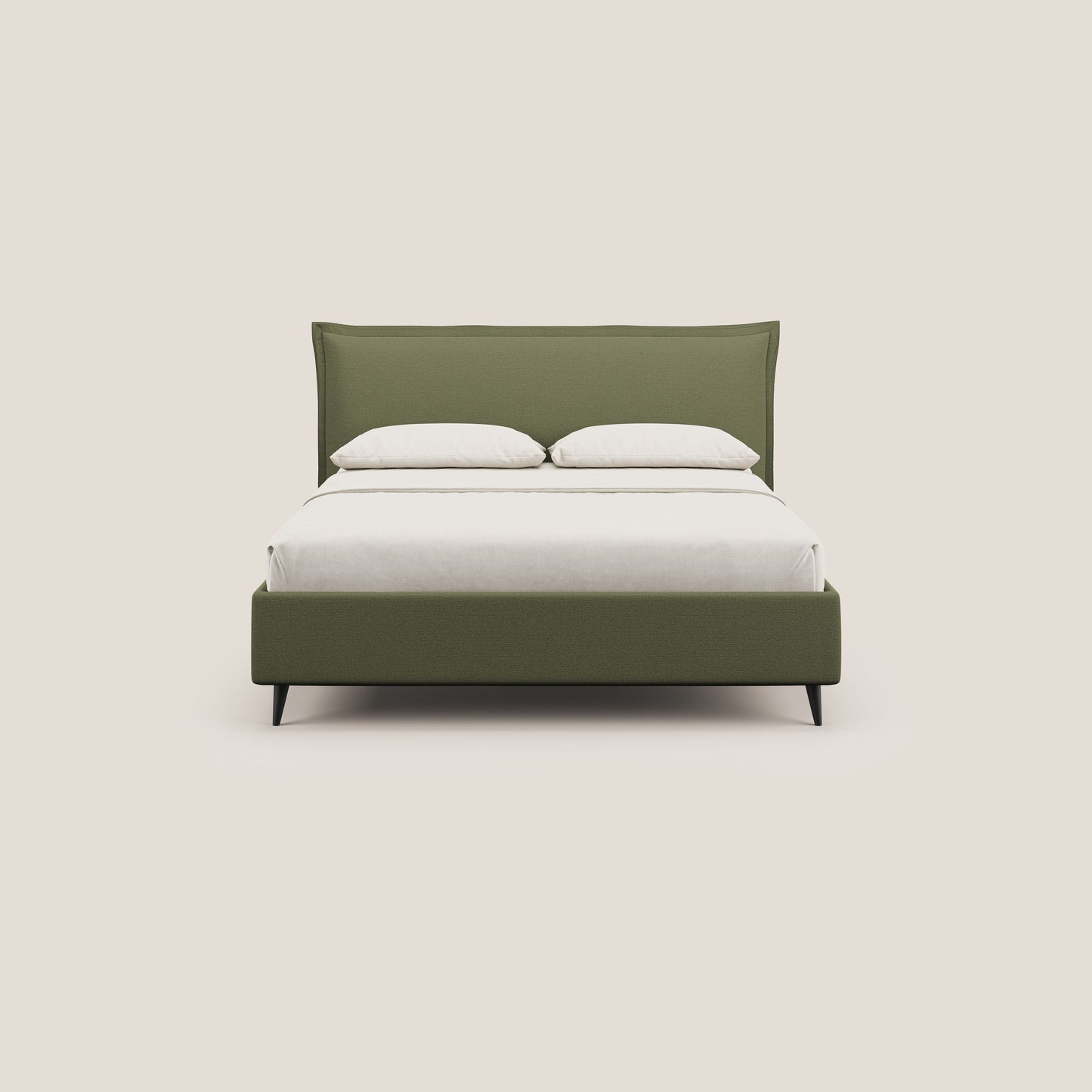 Hans letto contenitore imbottito minimal in tessuto simil cotone impermeabile T19 verde 