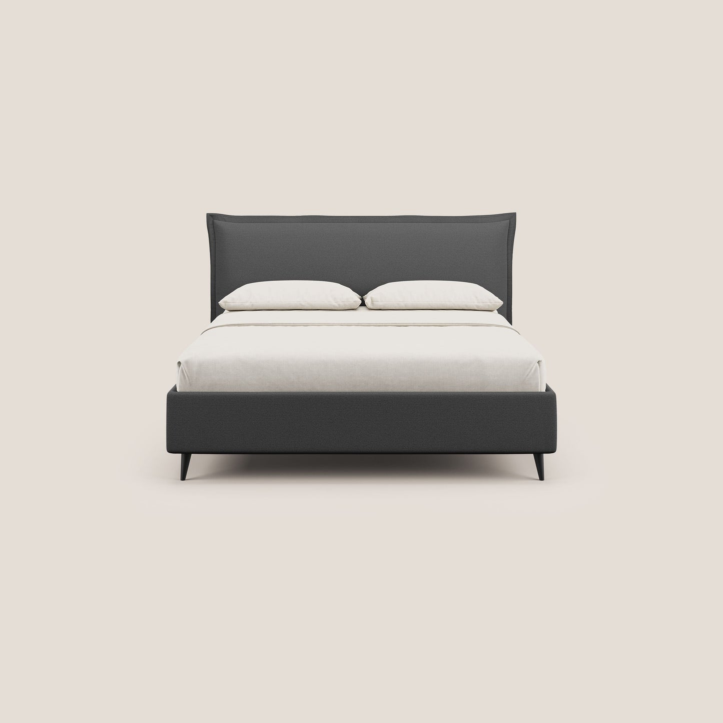 Hans letto contenitore imbottito minimal in tessuto simil cotone impermeabile T19 antracite 