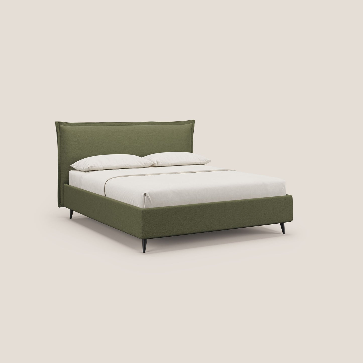 Hans letto contenitore imbottito minimal in tessuto simil cotone impermeabile T19 verde 