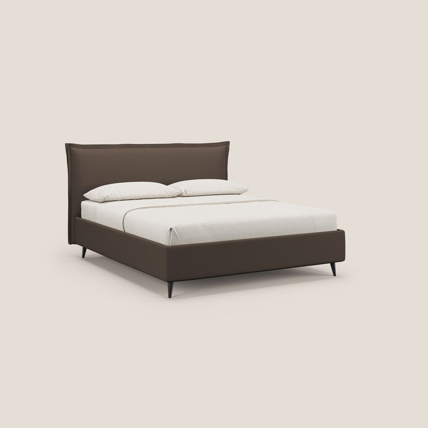 Hans letto contenitore imbottito minimal in tessuto simil cotone impermeabile T19 marrone 