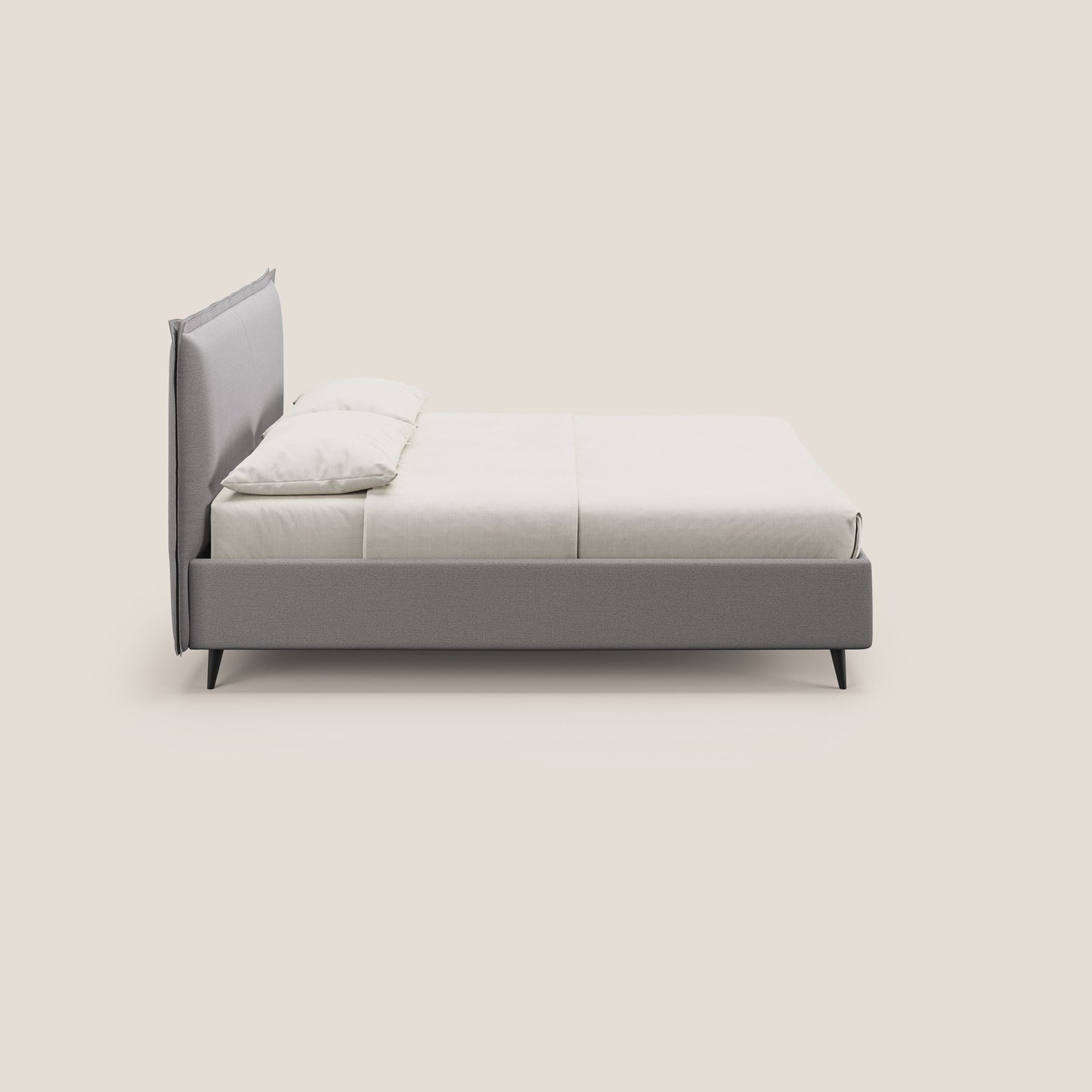 Hans letto contenitore imbottito minimal in tessuto simil cotone impermeabile T19 grigio 