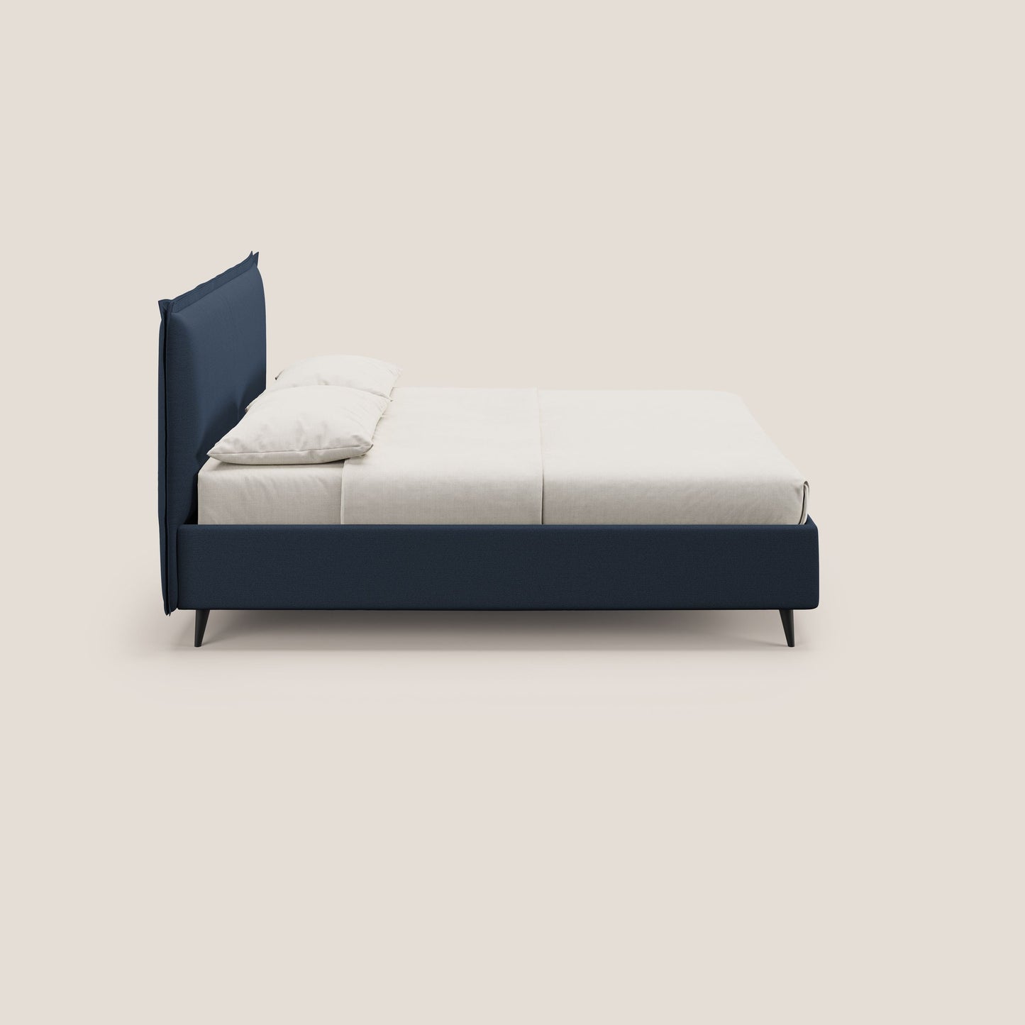 Hans letto contenitore imbottito minimal in tessuto simil cotone impermeabile T19 blu 