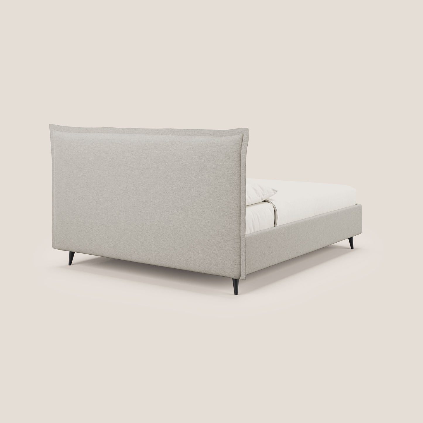 Hans letto contenitore imbottito minimal in tessuto simil cotone impermeabile T19 panna 