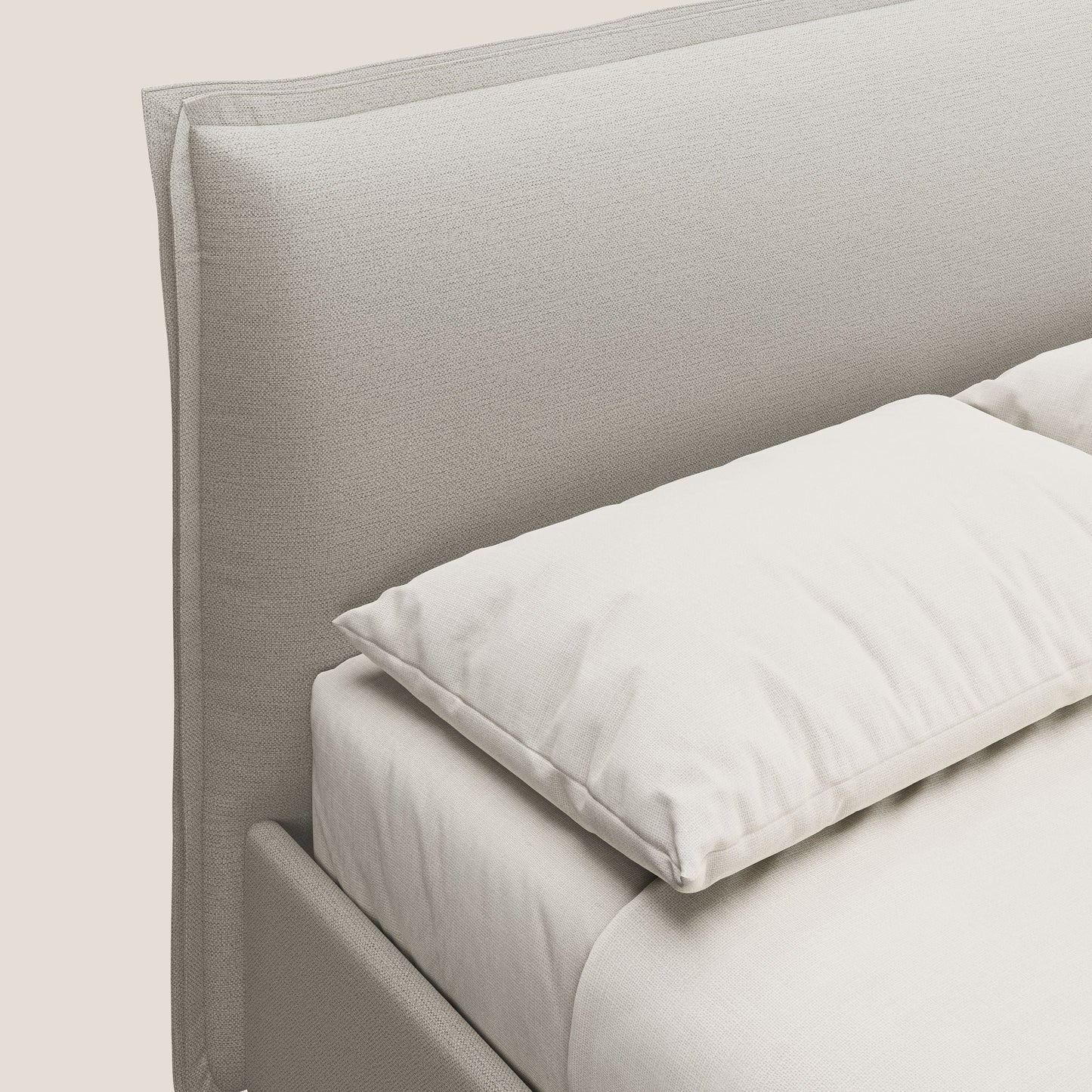 Hans letto contenitore imbottito minimal in tessuto simil cotone impermeabile T19 panna 