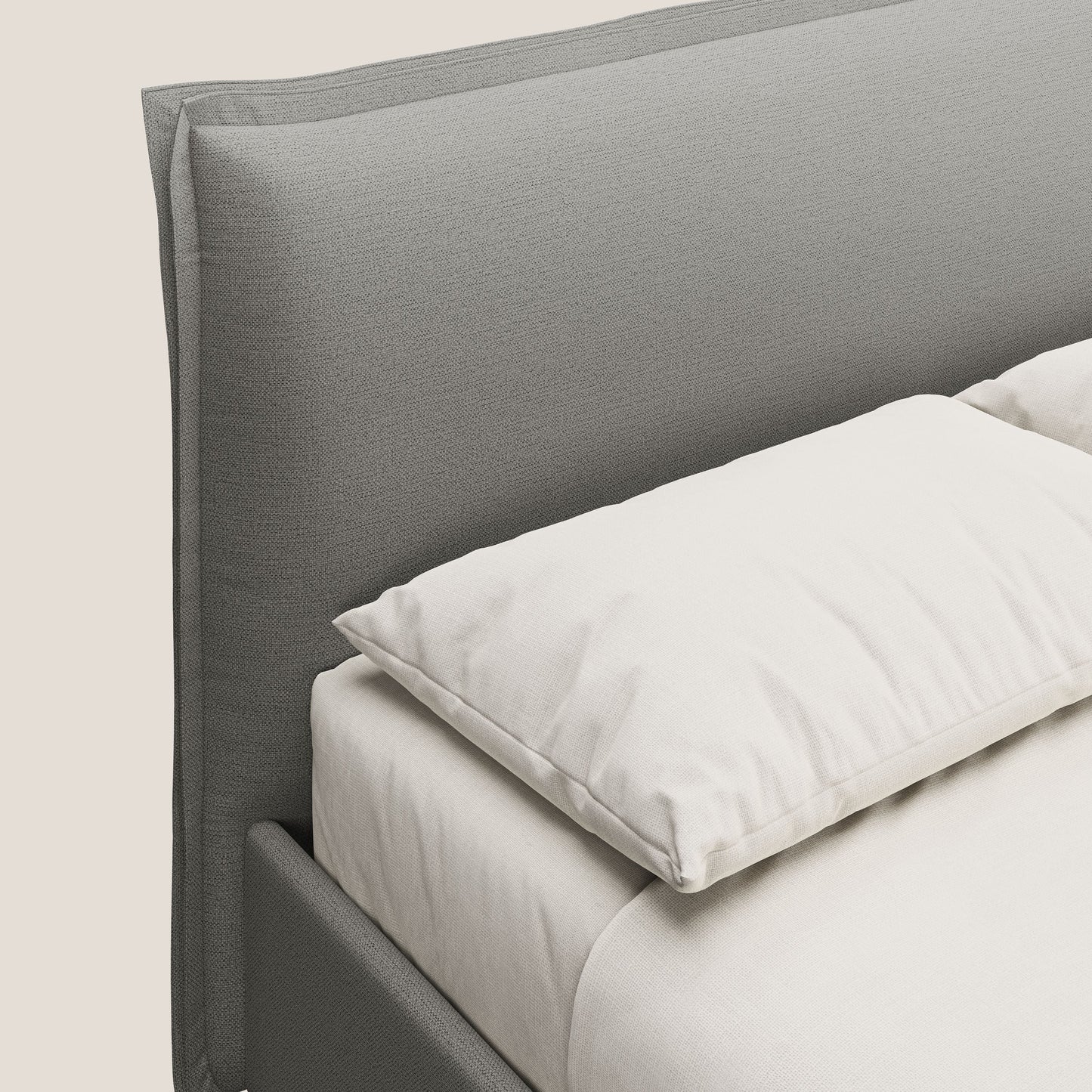 Hans letto contenitore imbottito minimal in tessuto simil cotone impermeabile T19 beige 