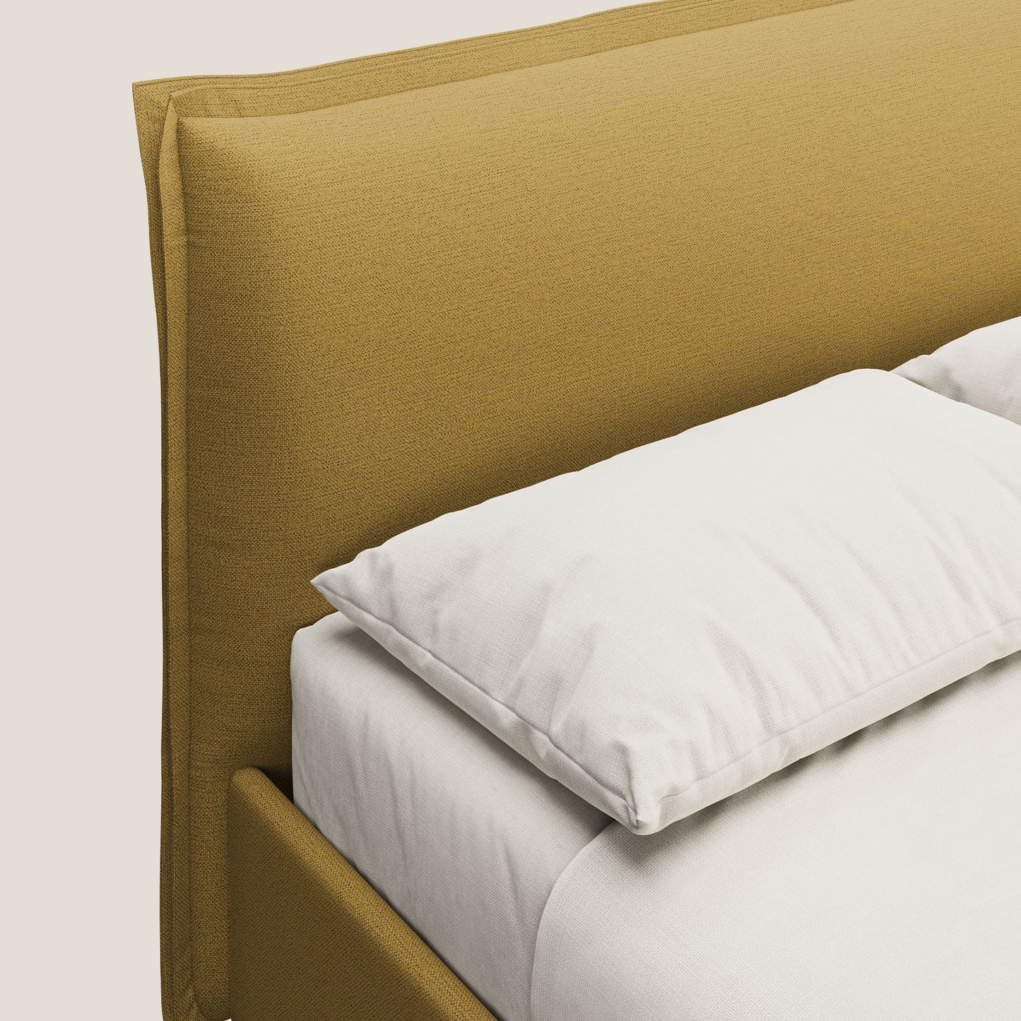 Hans letto contenitore imbottito minimal in tessuto simil cotone impermeabile T19 giallo 