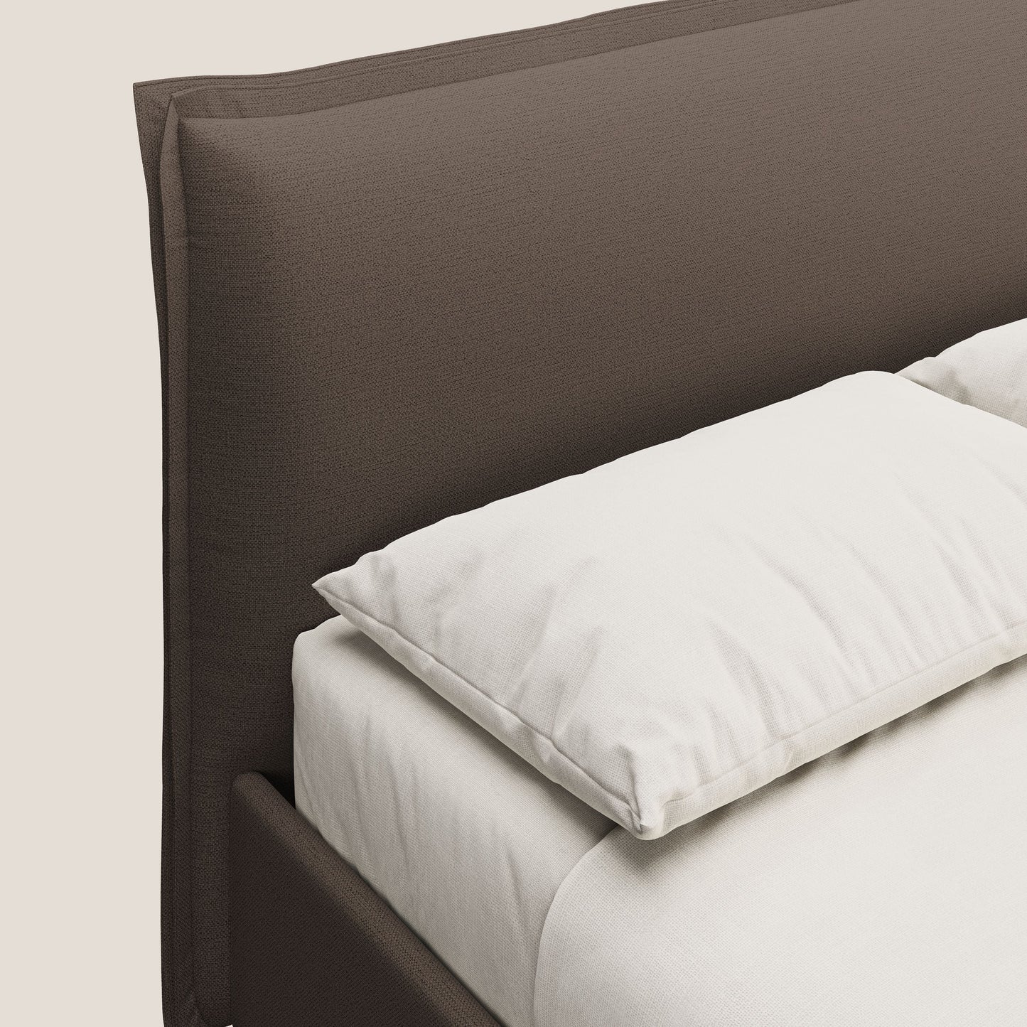 Hans letto contenitore imbottito minimal in tessuto simil cotone impermeabile T19 marrone 