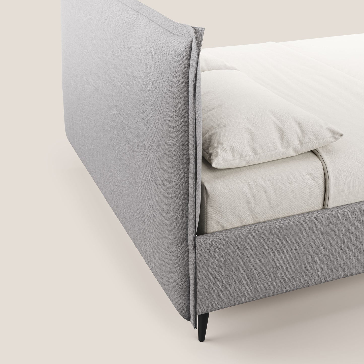Hans letto contenitore imbottito minimal in tessuto simil cotone impermeabile T19 grigio 