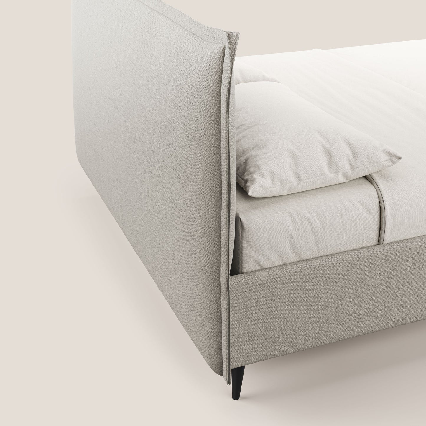 Hans letto contenitore imbottito minimal in tessuto simil cotone impermeabile T19 panna 