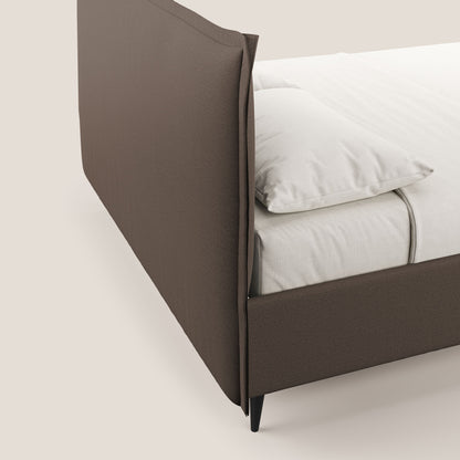 Hans letto contenitore imbottito minimal in tessuto simil cotone impermeabile T19 marrone 