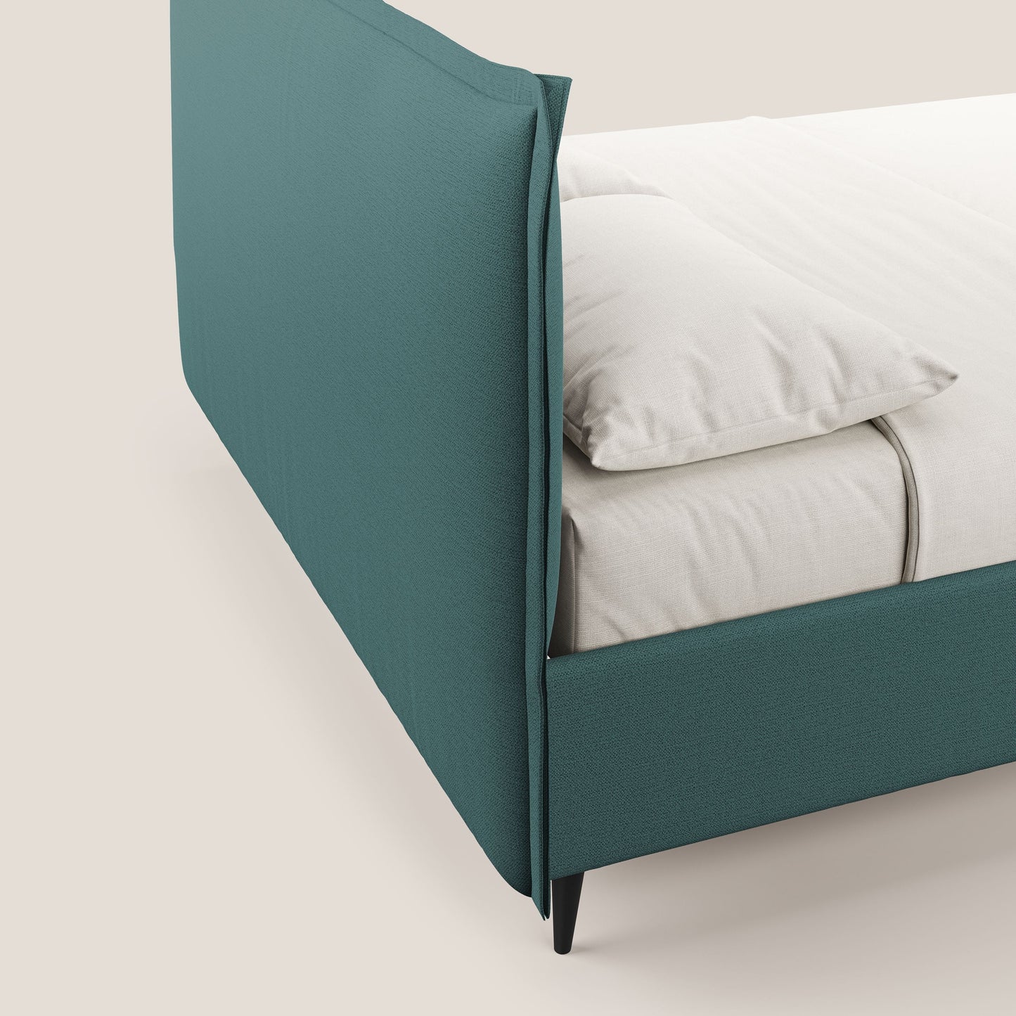 Hans letto contenitore imbottito minimal in tessuto simil cotone impermeabile T19 petrolio 