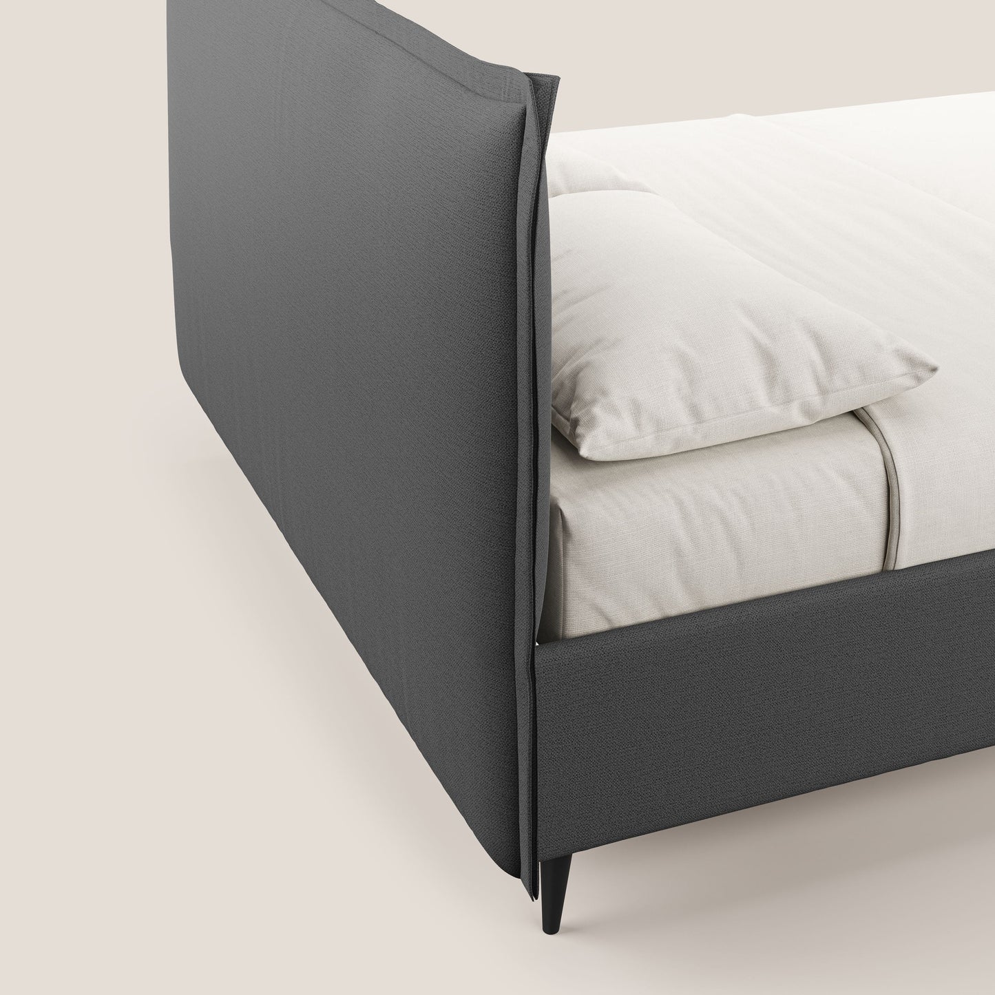 Hans letto contenitore imbottito minimal in tessuto simil cotone impermeabile T19 antracite 