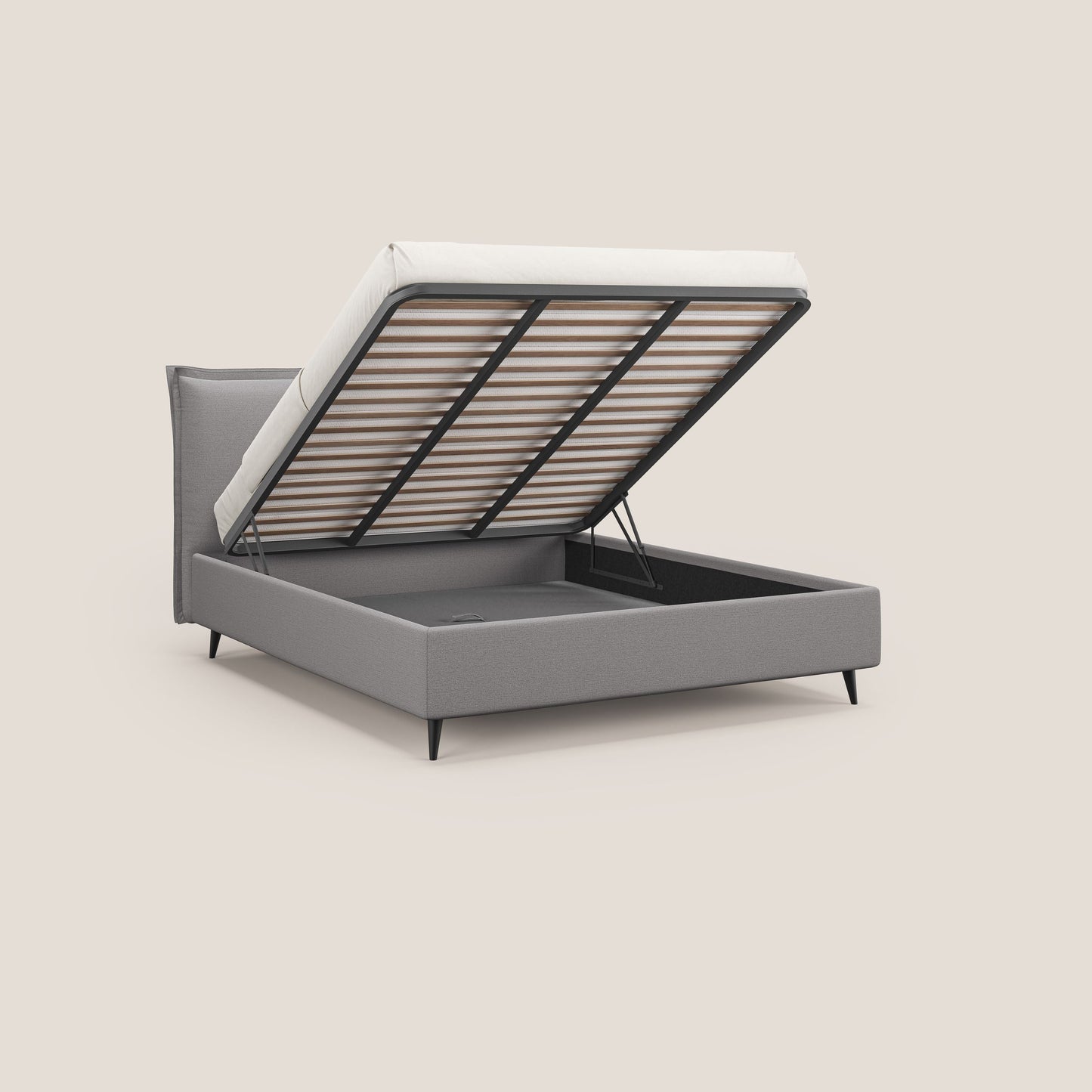 Hans letto contenitore imbottito minimal in tessuto simil cotone impermeabile T19 grigio 