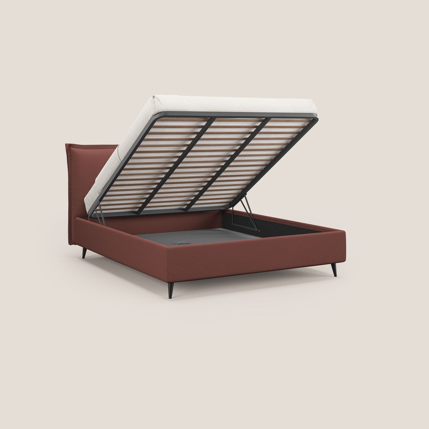 Hans letto contenitore imbottito minimal in tessuto simil cotone impermeabile T19 salmone 