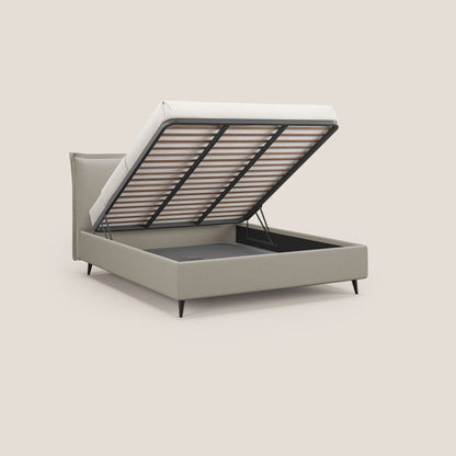 Hans letto contenitore imbottito minimal in tessuto simil cotone impermeabile T19 panna 